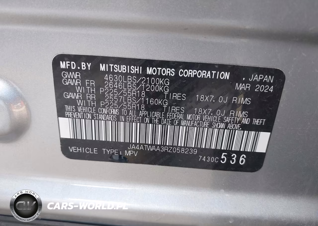 2024 Mitsubishi Eclipse Cross Se S-Awc-Sel S-Awc VIN:JA4ATWAA3RZ058239 - 9