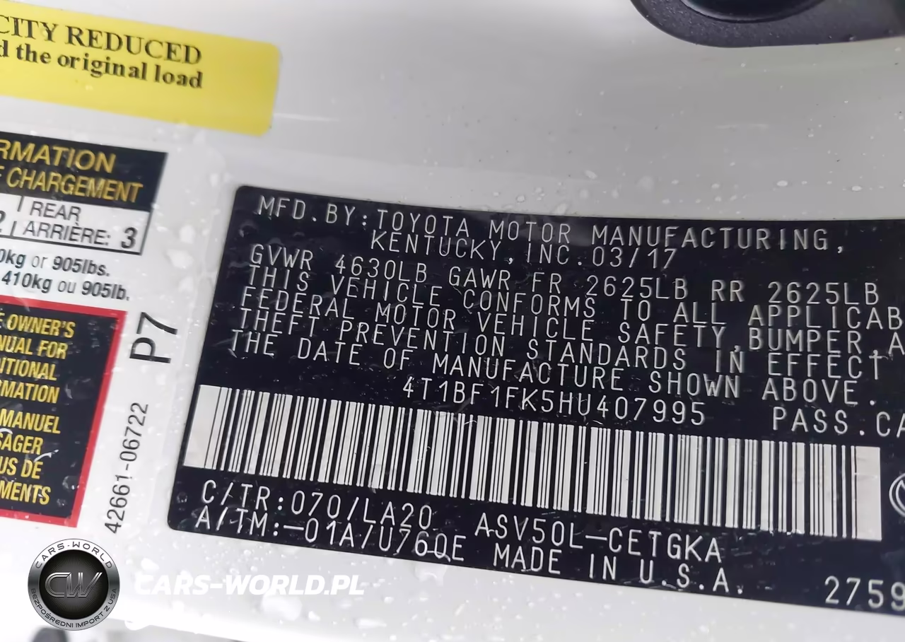 2017 Toyota Camry Xle VIN:4T1BF1FK5HU407995 - 9