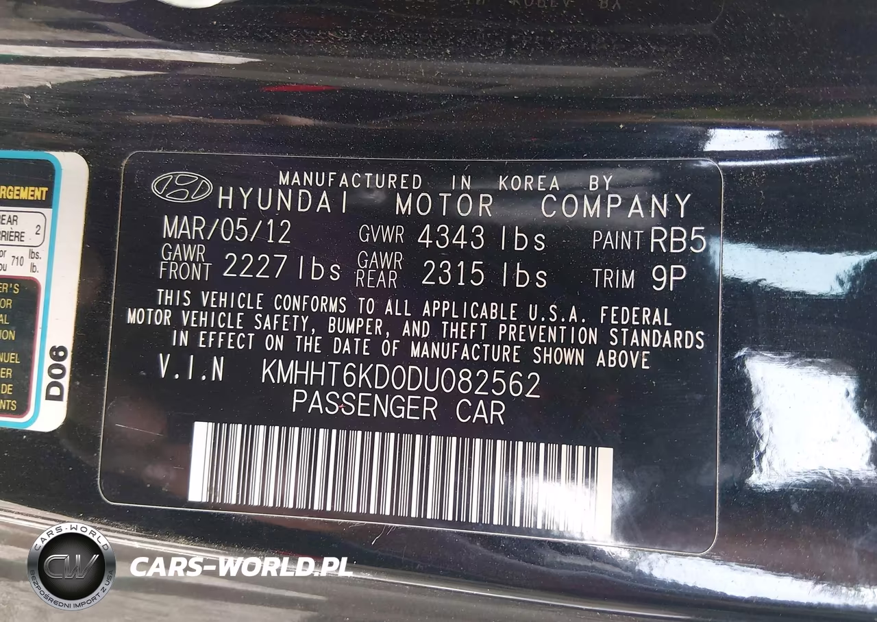 2013 Hyundai Genesis 2.0T VIN:KMHHT6KD0DU082562 - 9