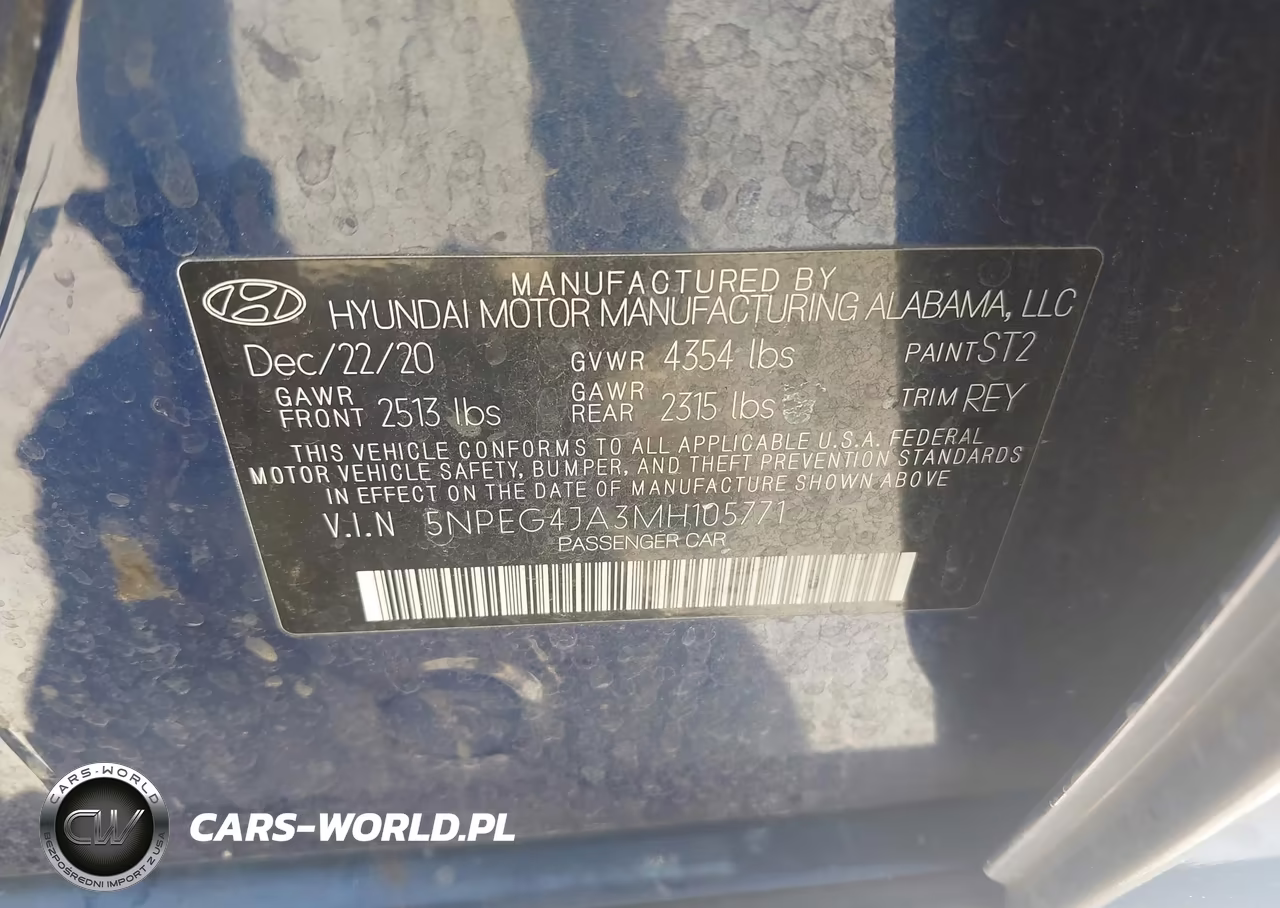 2021 Hyundai Sonata Se VIN:5NPEG4JA3MH105771 - 9