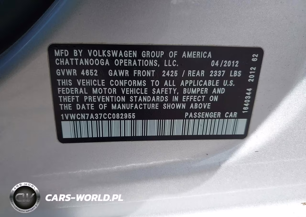 2012 Volkswagen Passat 2.0L Tdi Sel Premium VIN:1VWCN7A37CC082955 - 9