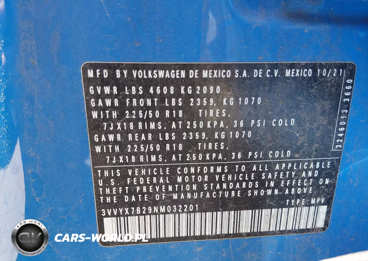 2022 Volkswagen Taos 1.5T Se VIN:3VVYX7B29NM032201 - 9