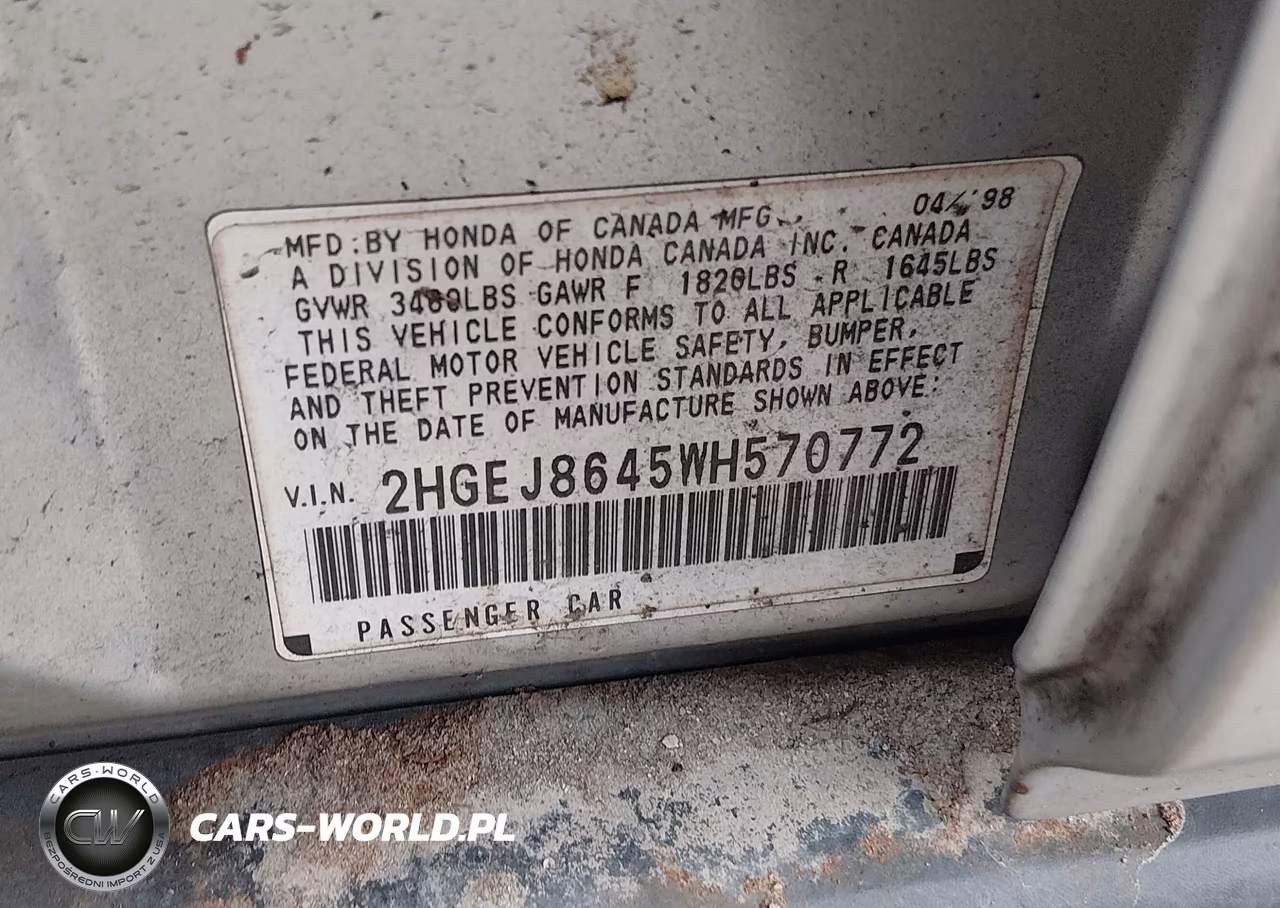 1998 Honda Civic Ex VIN:2HGEJ8645WH570772 - 9