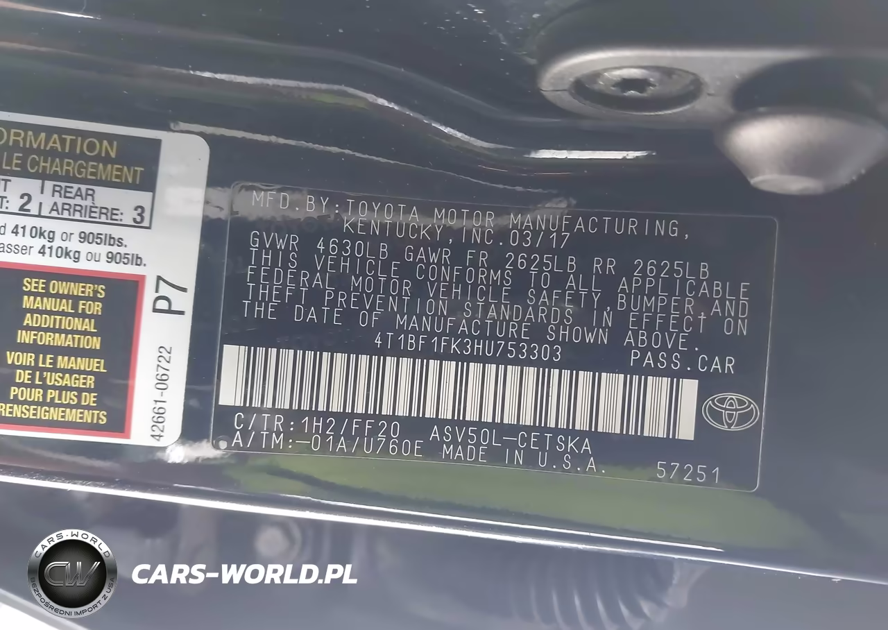 2017 Toyota Camry Se VIN:4T1BF1FK3HU753303 - 9