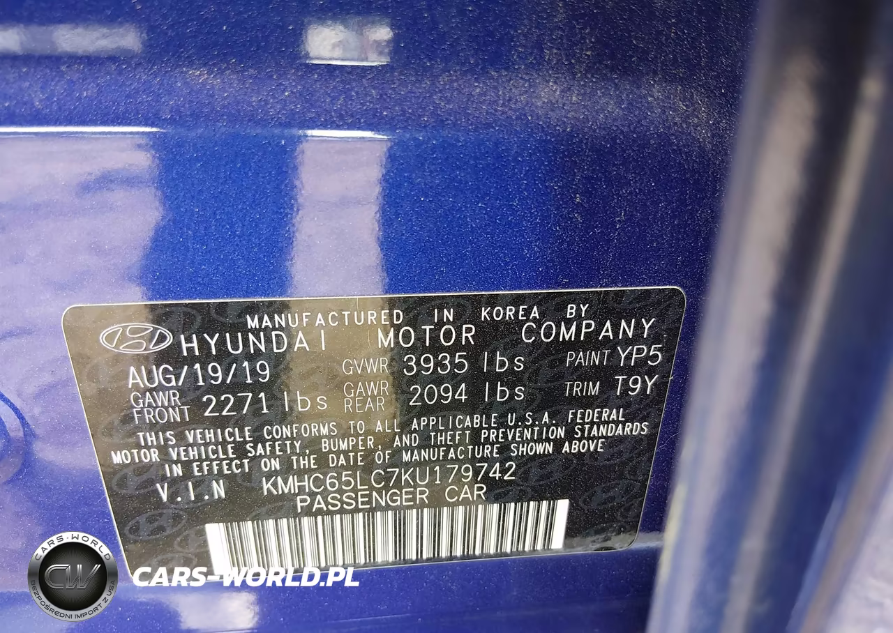 2019 Hyundai Ioniq Hybrid Blue VIN:KMHC65LC7KU179742 - 9