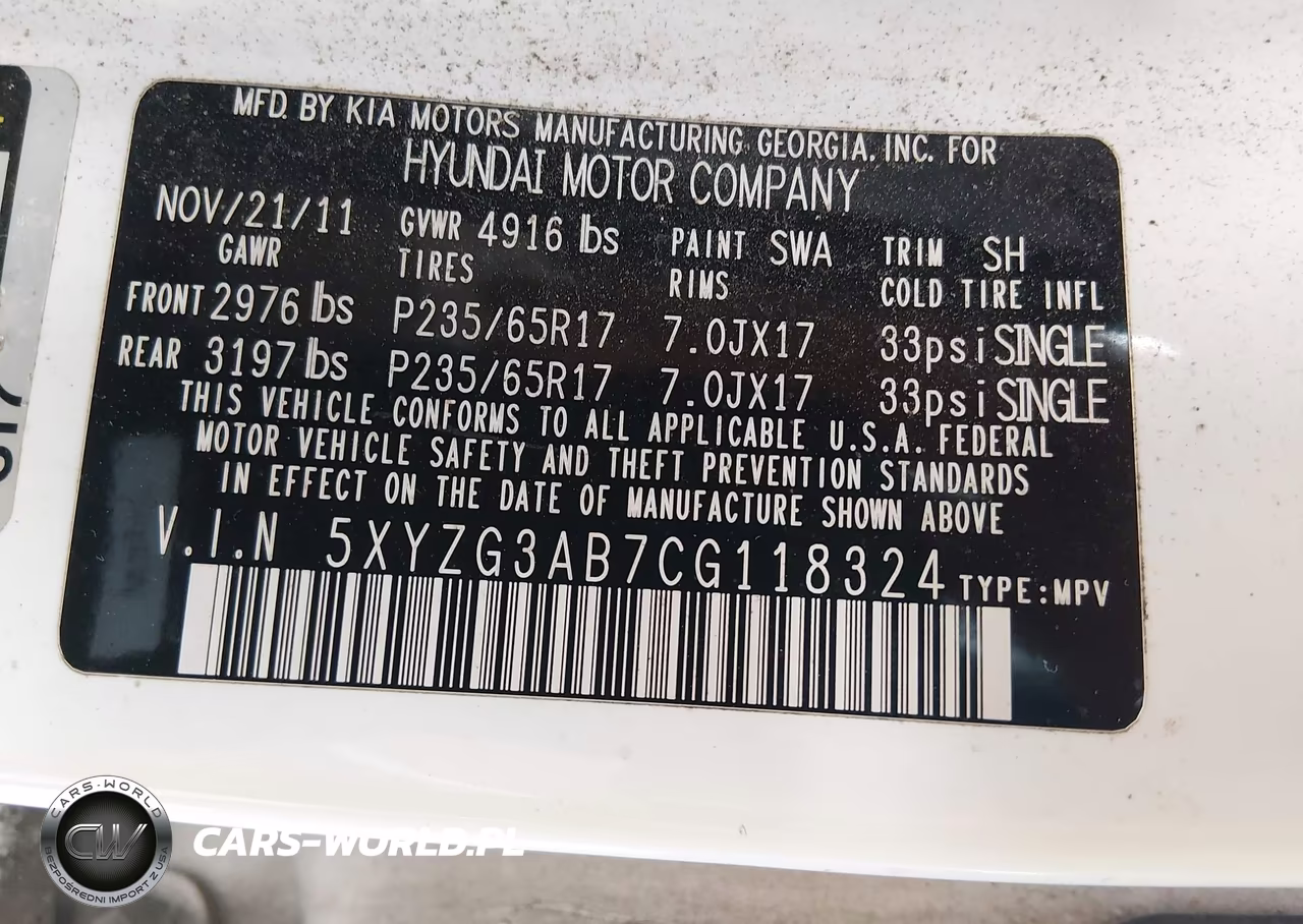 2012 Hyundai Santa Fe Gls VIN:5XYZG3AB7CG118324 - 9