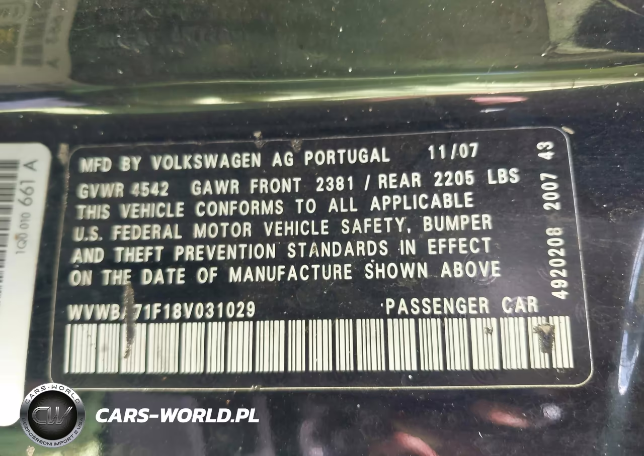 2008 Volkswagen Eos Komfort-Turbo VIN:WVWBA71F18V031029 - 9