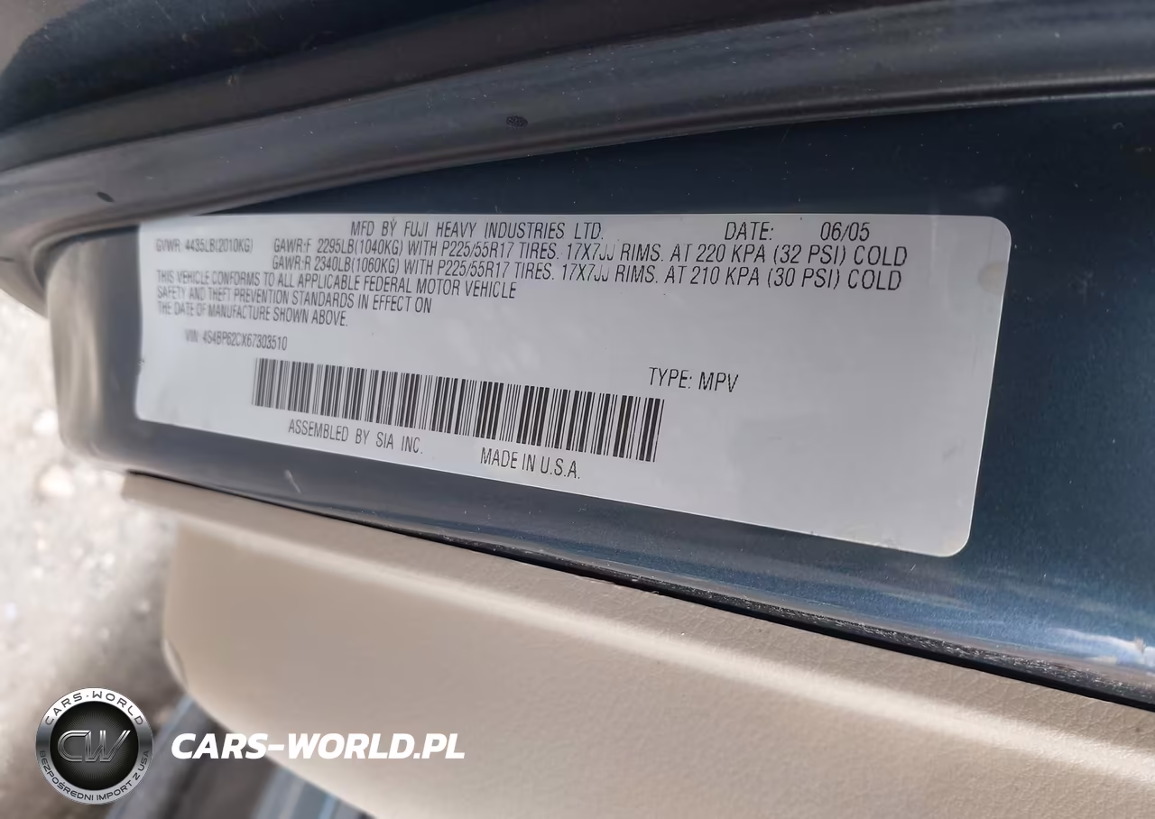 2006 Subaru Outback 2.5I Limited VIN:4S4BP62CX67303510 - 9