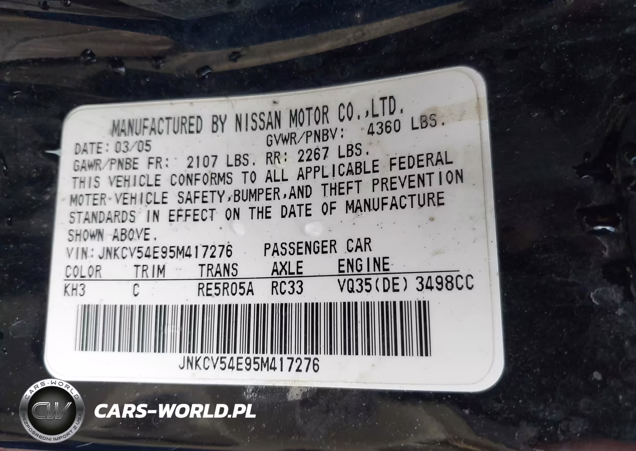 2005 Infiniti G35 VIN:JNKCV54E95M417276 - 9