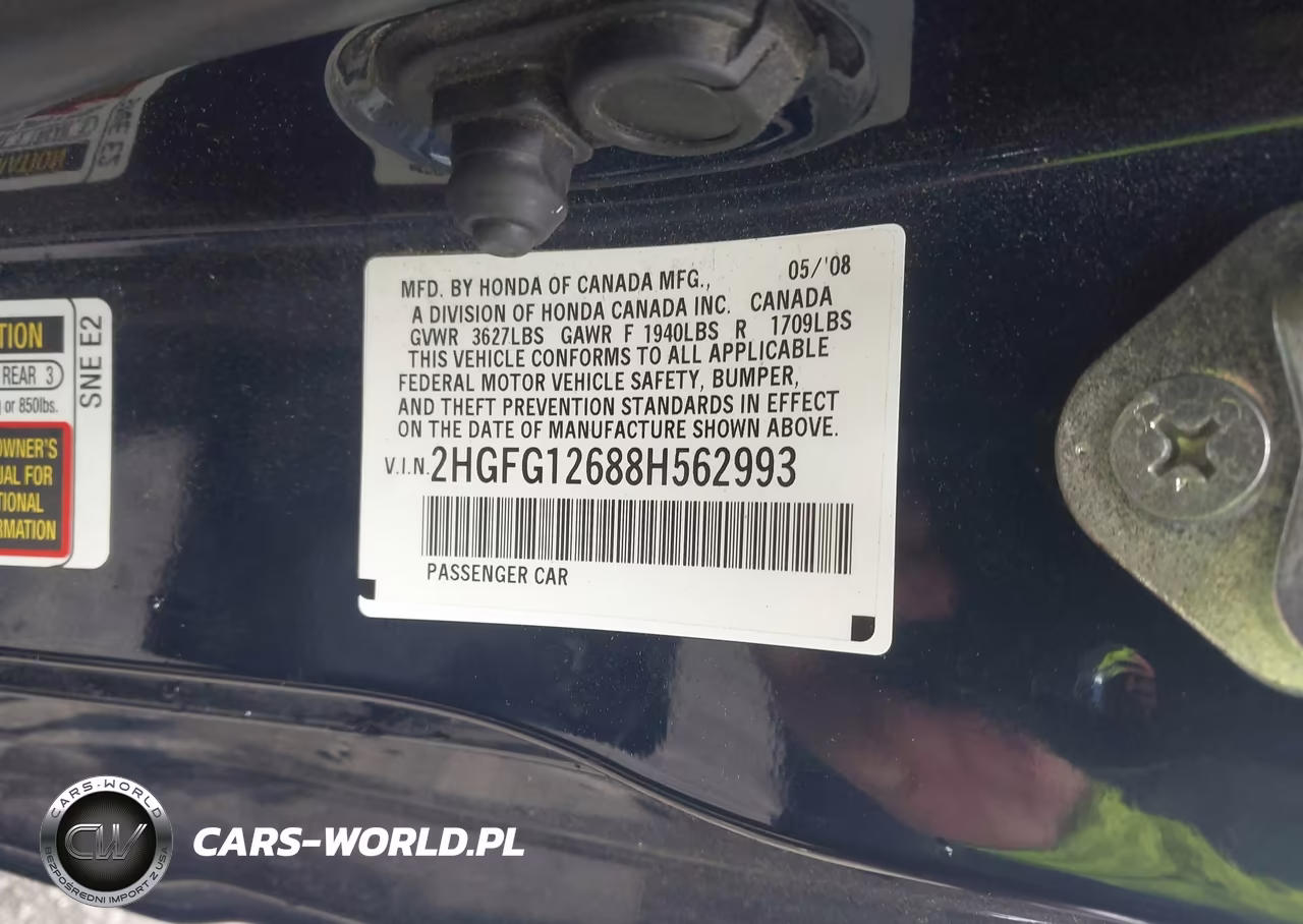 2008 Honda Civic Lx VIN:2HGFG12688H562993 - 9