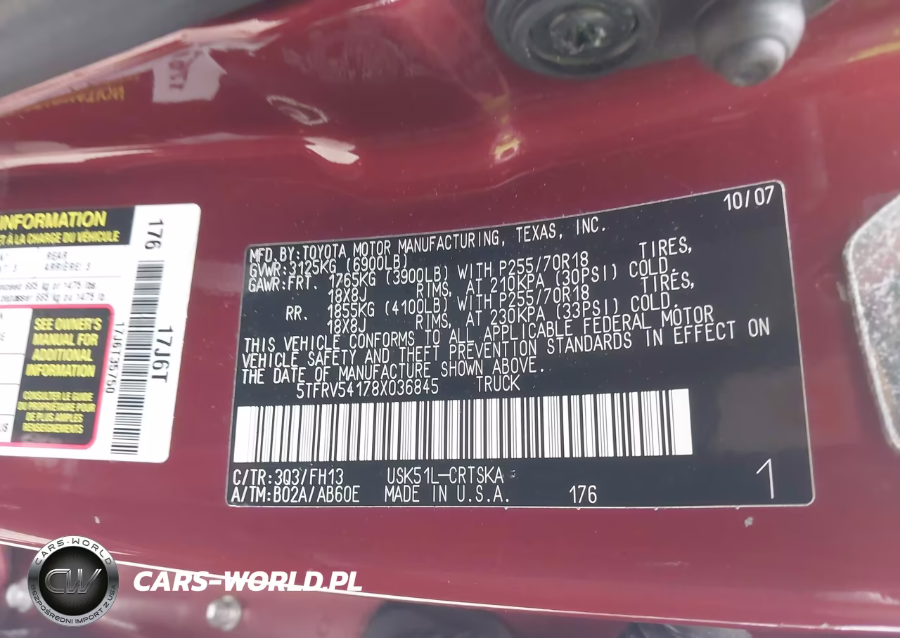 2008 Toyota Tundra Base 5.7L V8 VIN:5TFRV54178X036845 - 9