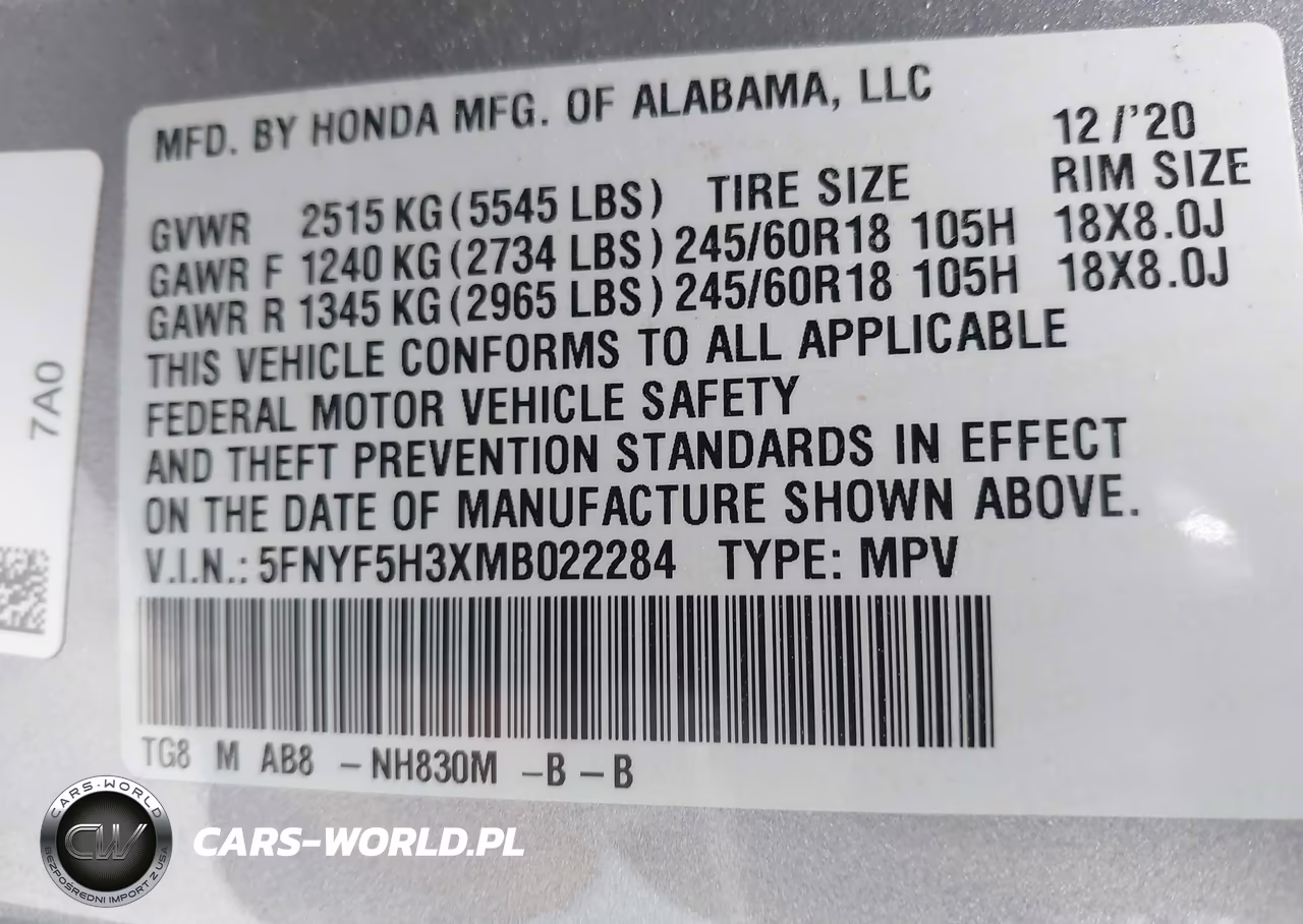 2021 Honda Pilot 2Wd Ex VIN:5FNYF5H3XMB022284 - 9