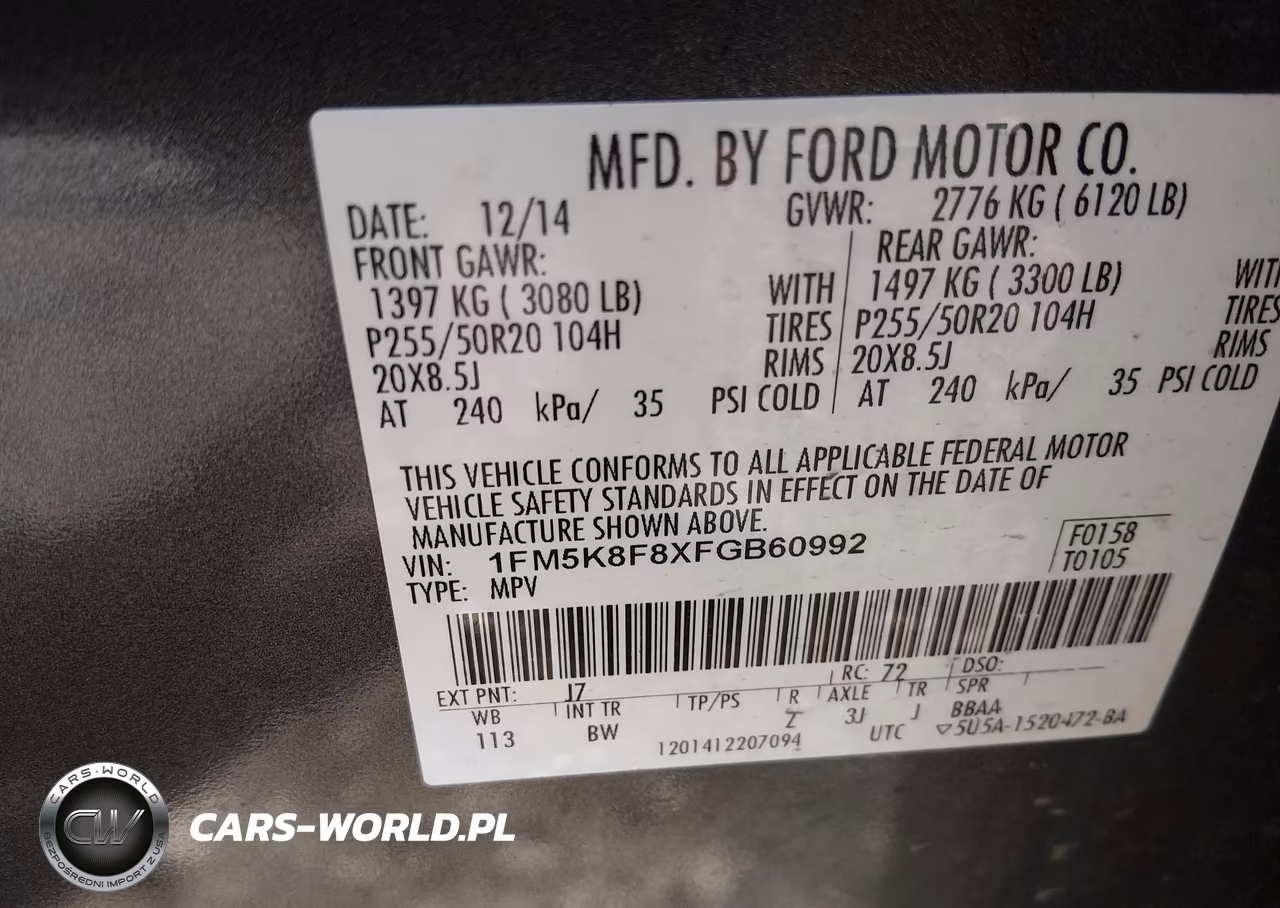 2015 Ford Explorer Limited VIN:1FM5K8F8XFGB60992 - 9