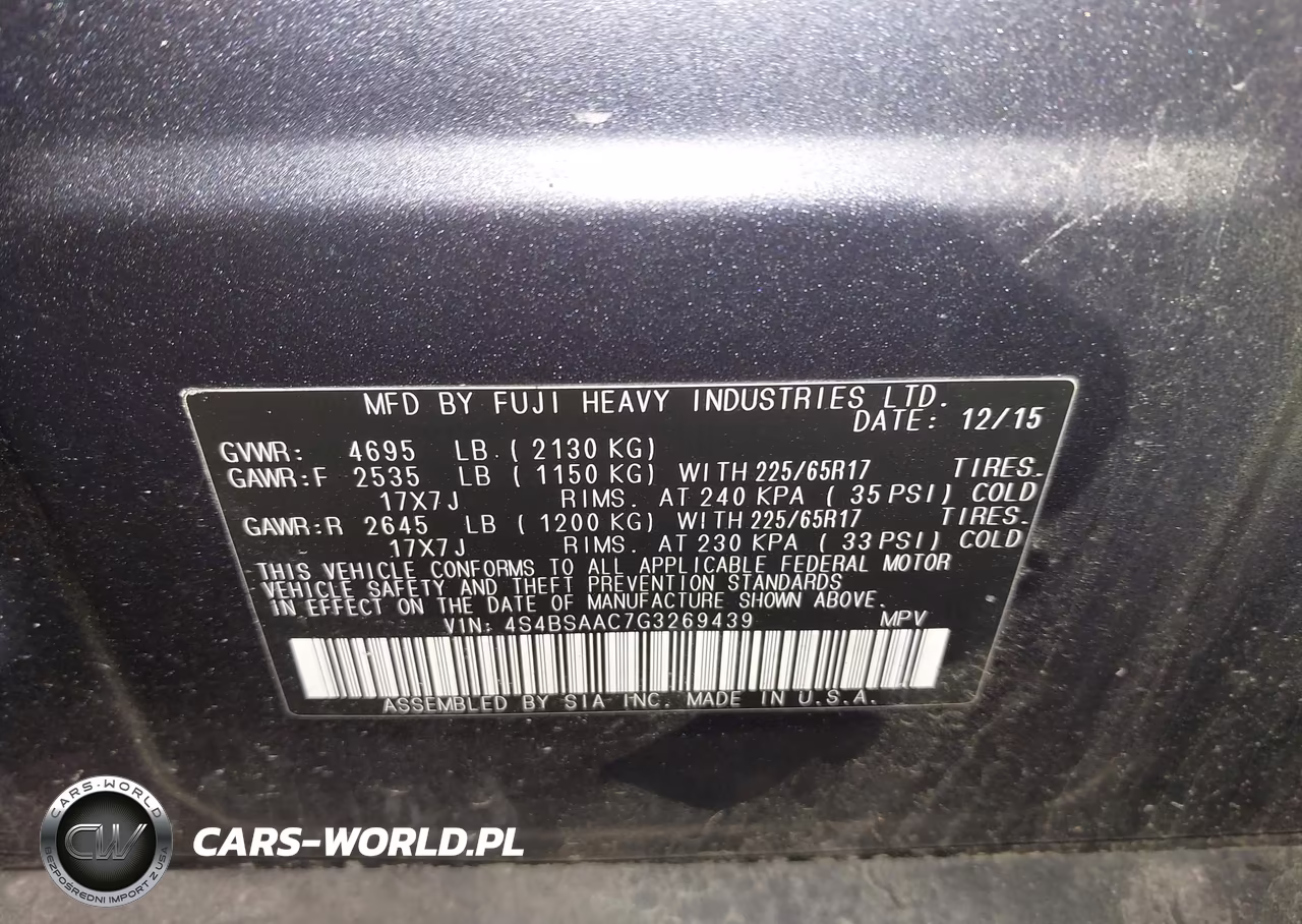2016 Subaru Outback 2.5I VIN:4S4BSAAC7G3269439 - 9