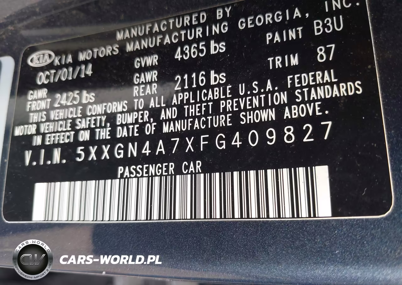 2015 Kia Optima Ex VIN:5XXGN4A7XFG409827 - 9