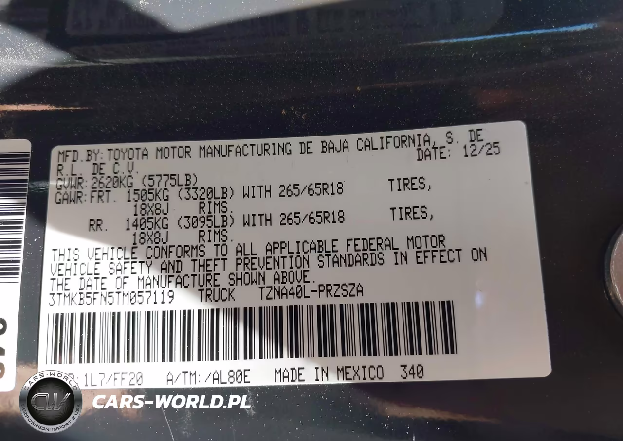 2026 Toyota Tacoma Sr5 VIN:3TMKB5FN5TM057119 - 9