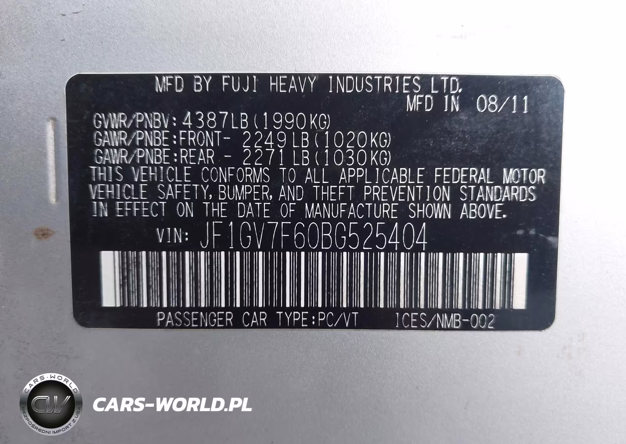 2011 Subaru Impreza Wrx Premium VIN:JF1GV7F60BG525404 - 9