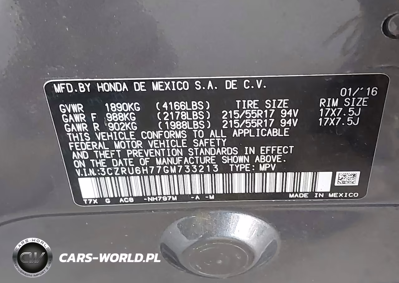 2016 Honda Hr-V Ex-L VIN:3CZRU6H77GM733213 - 9