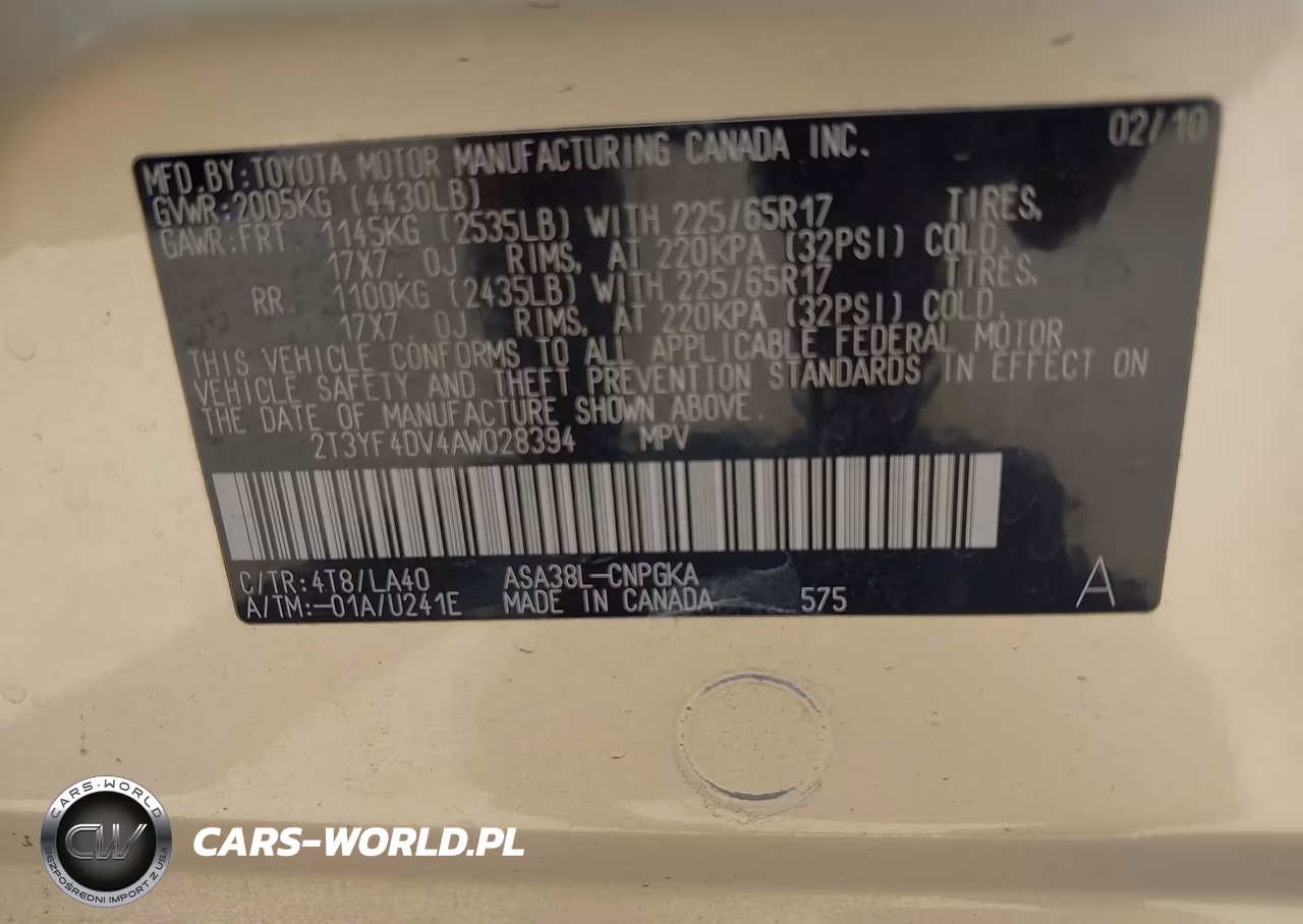 2010 Toyota Rav4 Limited VIN:2T3YF4DV4AW028394 - 9
