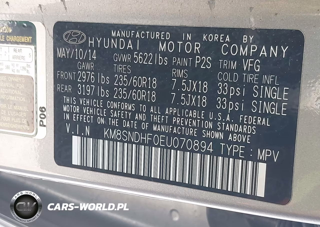 2014 Hyundai Santa Fe Gls VIN:KM8SNDHF0EU070894 - 9