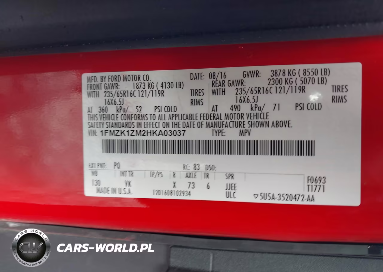 2017 Ford Transit-150 Xl-Xlt VIN:1FMZK1ZM2HKA03037 - 9