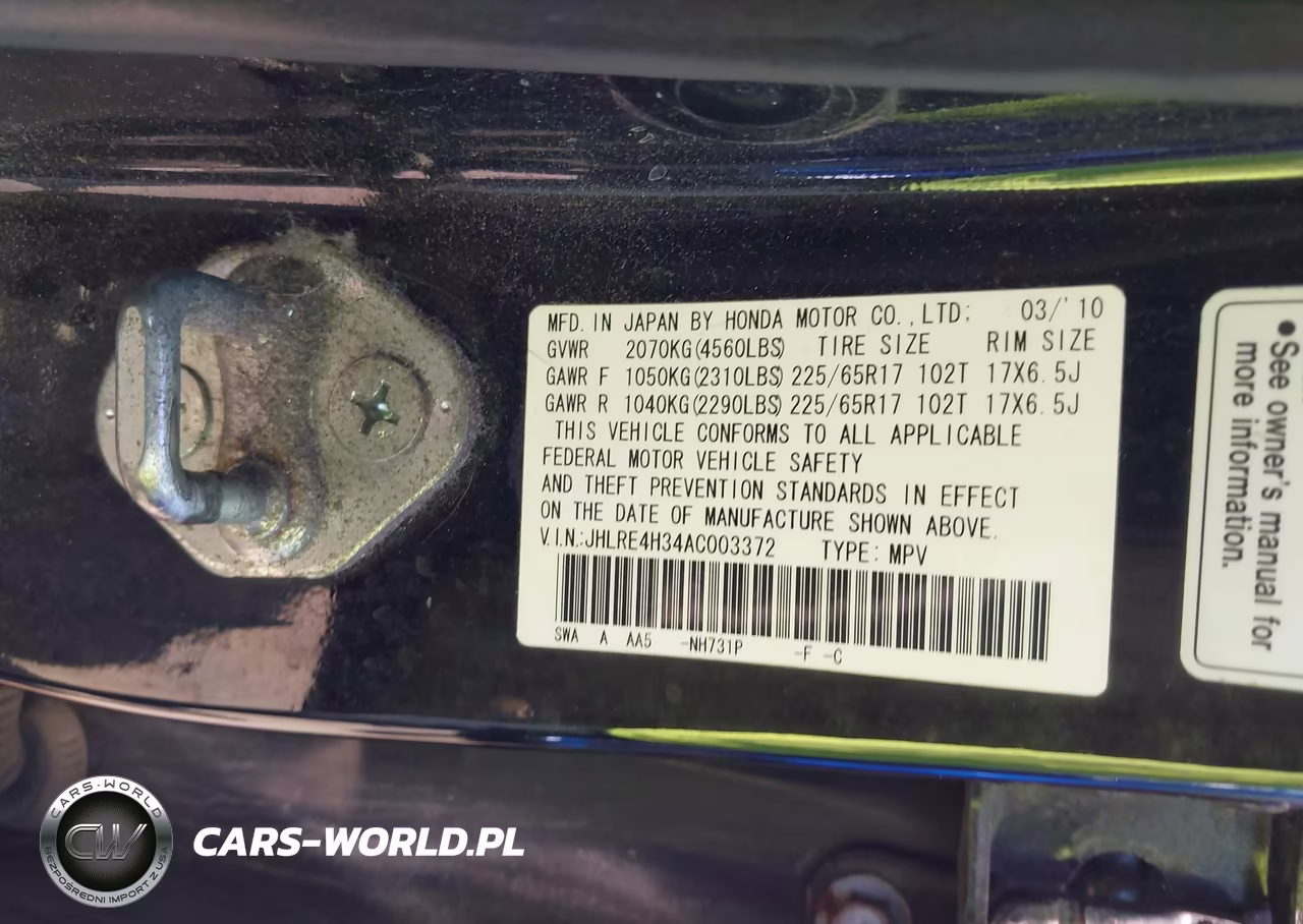 2010 Honda Cr-V Lx VIN:JHLRE4H34AC003372 - 9