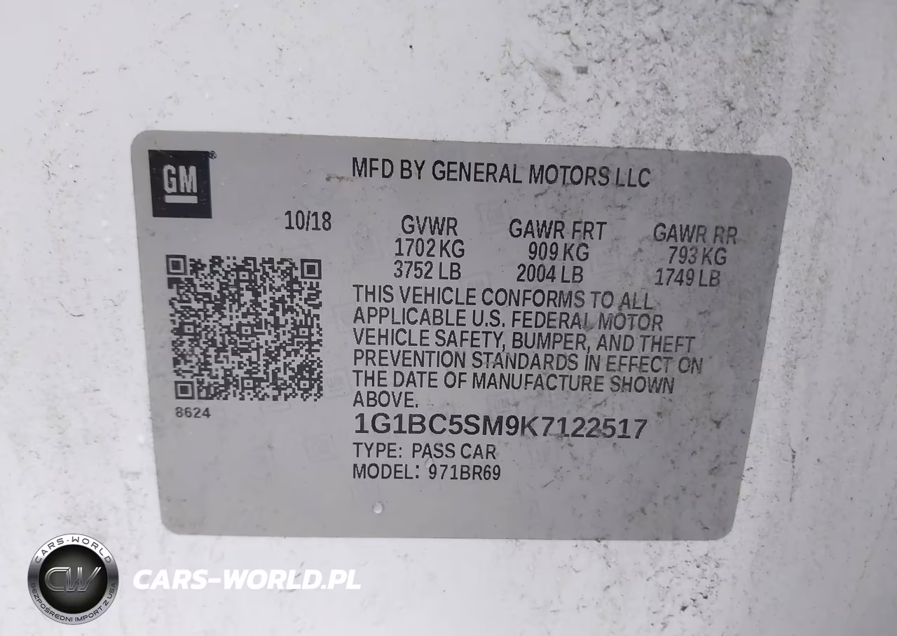 2019 Chevrolet Cruze Ls VIN:1G1BC5SM9K7122517 - 9