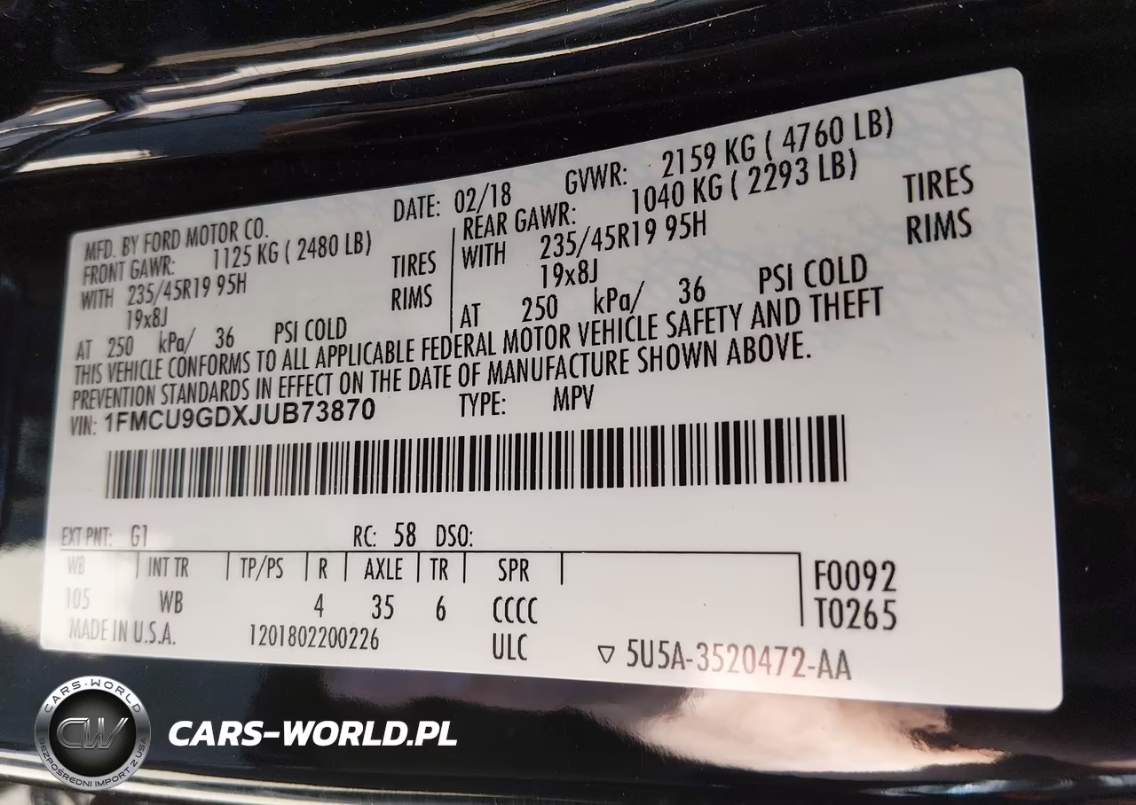 2018 Ford Escape Se VIN:1FMCU9GDXJUB73870 - 9
