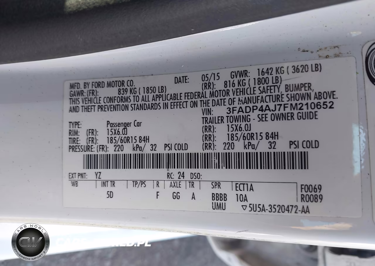 2015 Ford Fiesta S VIN:3FADP4AJ7FM210652 - 9