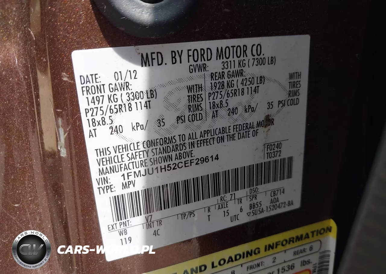 2012 Ford Expedition King Ranch-Xlt VIN:1FMJU1H52CEF29614 - 9