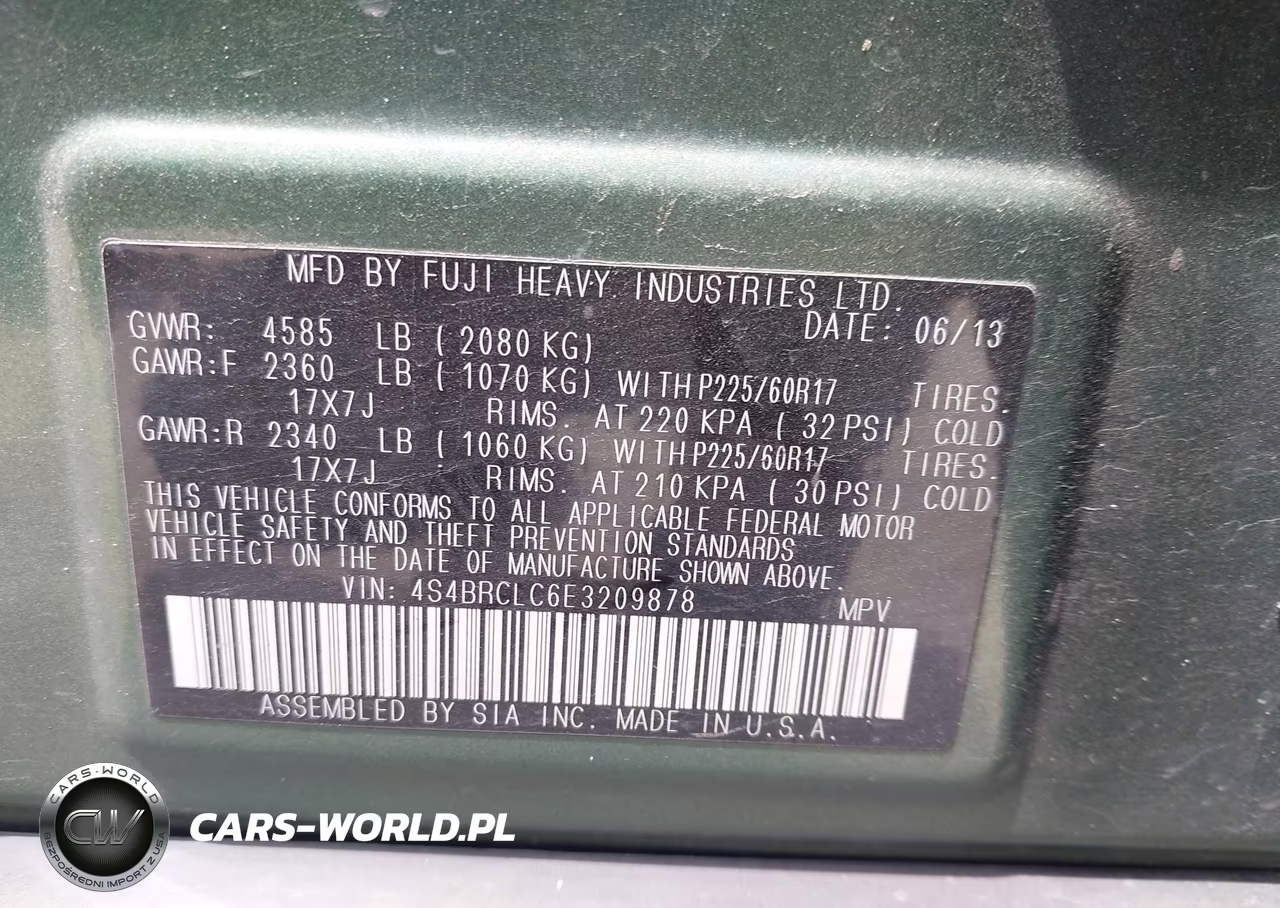 2014 Subaru Outback 2.5I Limited VIN:4S4BRCLC6E3209878 - 9