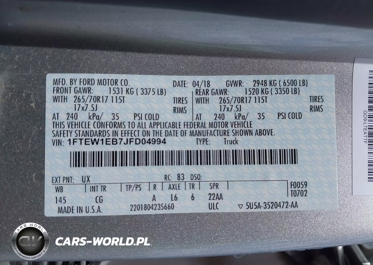 2018 Ford F-150 Xl-Xlt VIN:1FTEW1EB7JFD04994 - 9