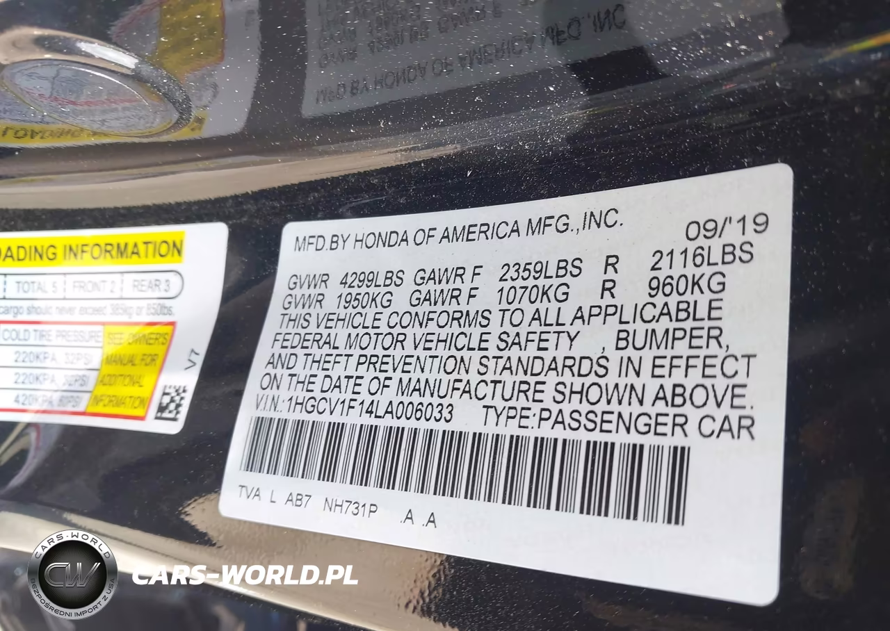 2020 Honda Accord Lx VIN:1HGCV1F14LA006033 - 9
