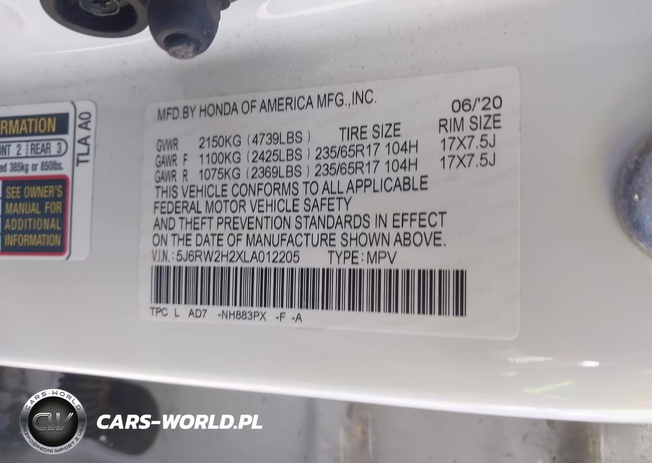 2020 Honda Cr-V Awd Lx VIN:5J6RW2H2XLA012205 - 9