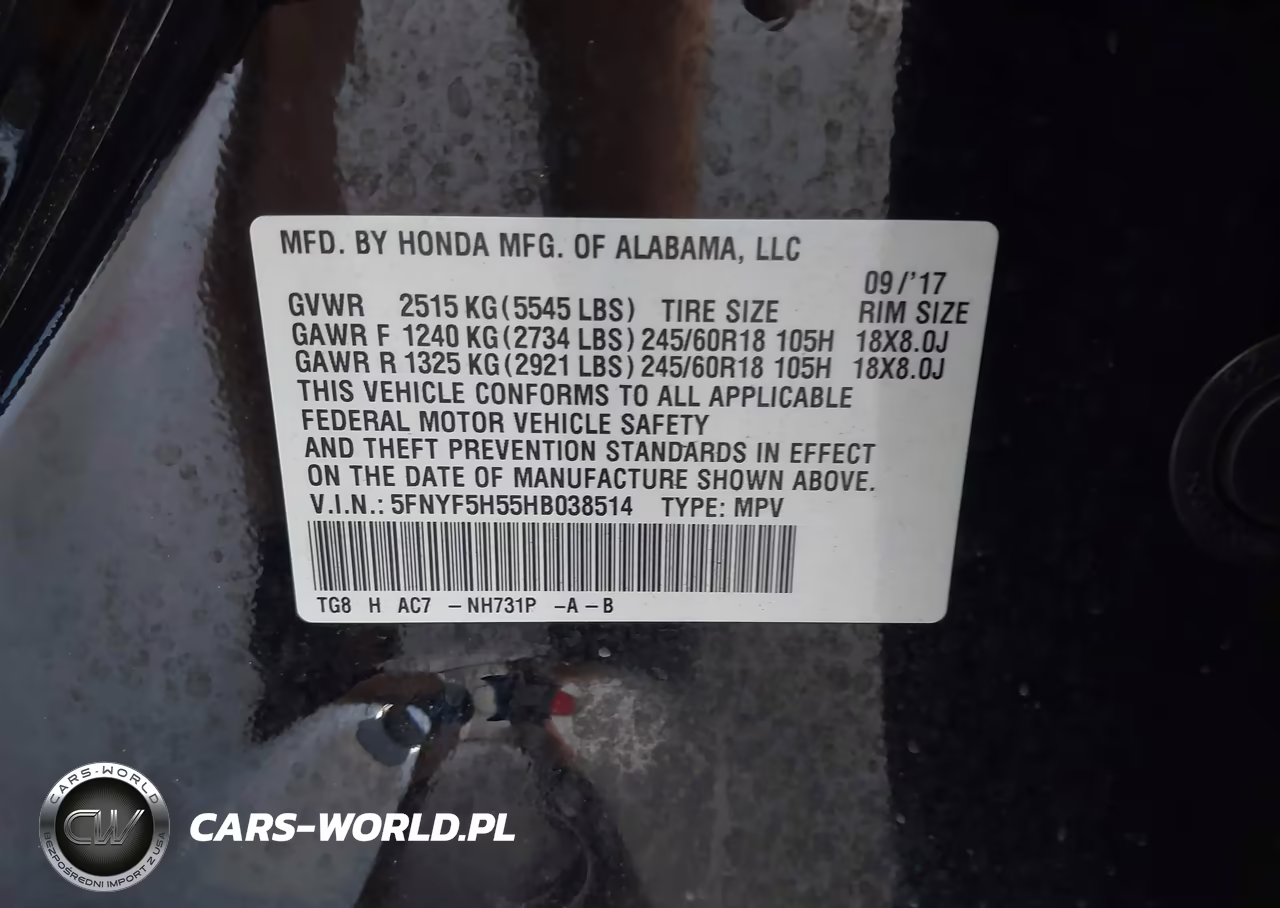 2017 Honda Pilot Ex-L VIN:5FNYF5H55HB038514 - 9