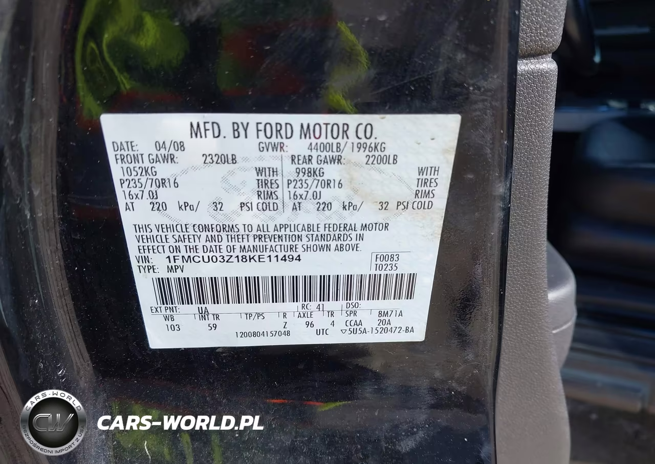 2008 Ford Escape Xlt VIN:1FMCU03Z18KE11494 - 9