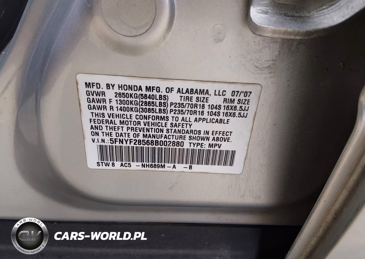 2008 Honda Pilot Ex-L VIN:5FNYF28568B002880 - 9