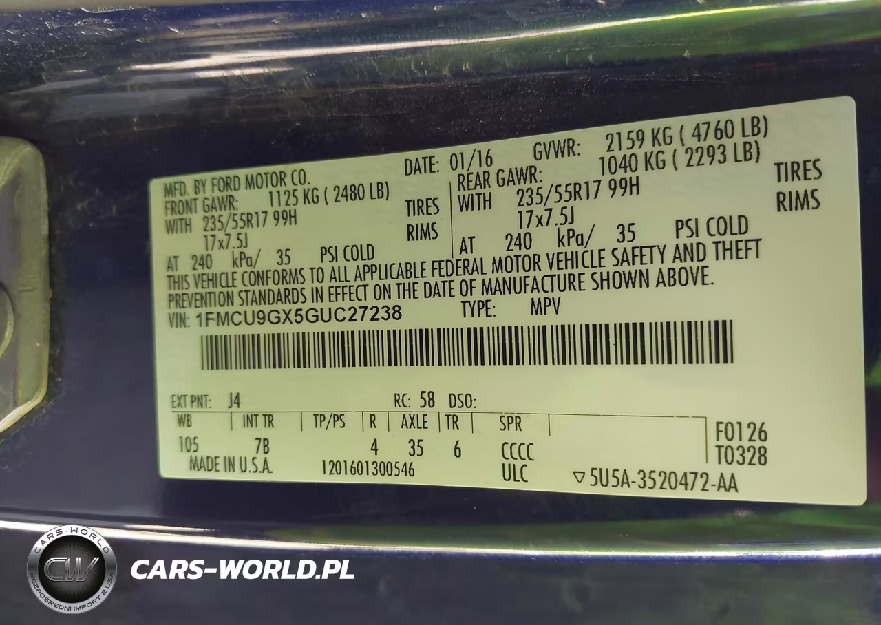 2016 Ford Escape Se VIN:1FMCU9GX5GUC27238 - 9