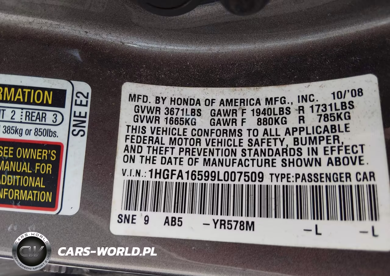 2009 Honda Civic Lx VIN:1HGFA16599L007509 - 9