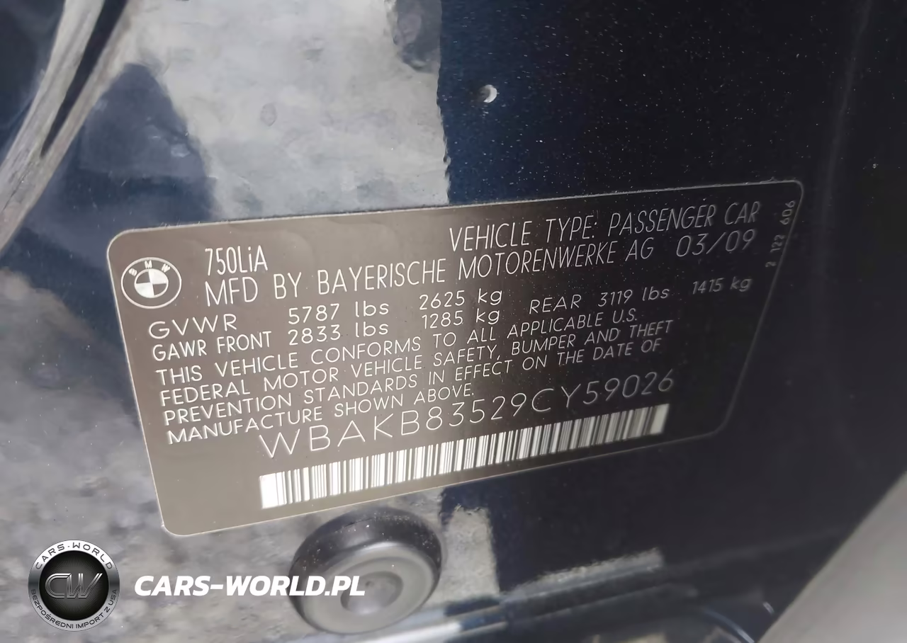 2009 BMW 750Li VIN:WBAKB83529CY59026 - 9