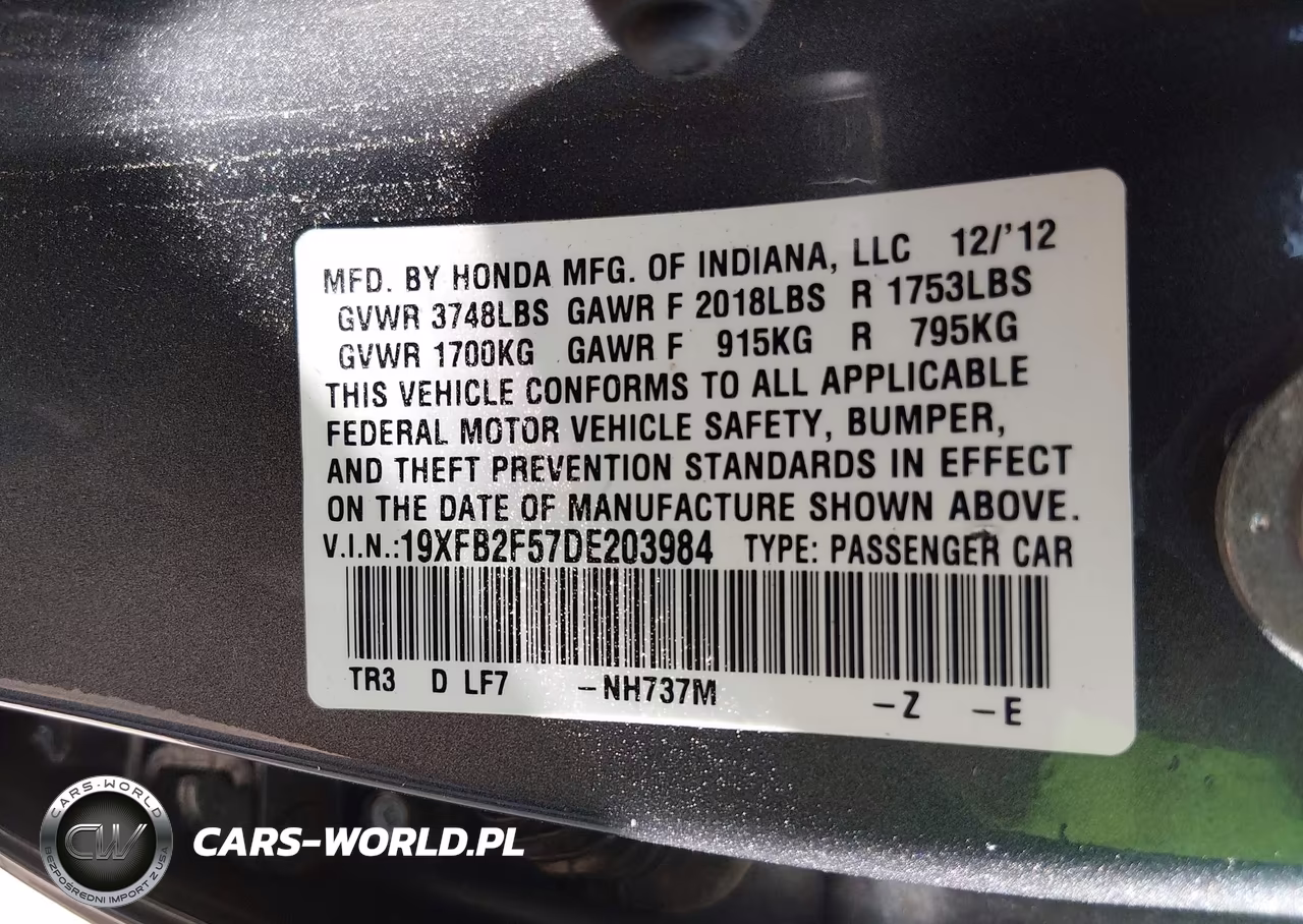 2013 Honda Civic Lx VIN:19XFB2F57DE203984 - 9