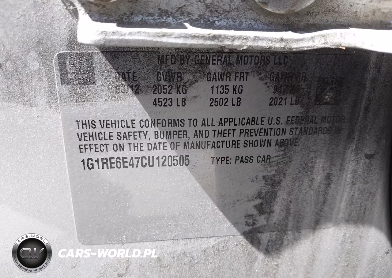 2012 Chevrolet Volt VIN:1G1RE6E47CU120505 - 9
