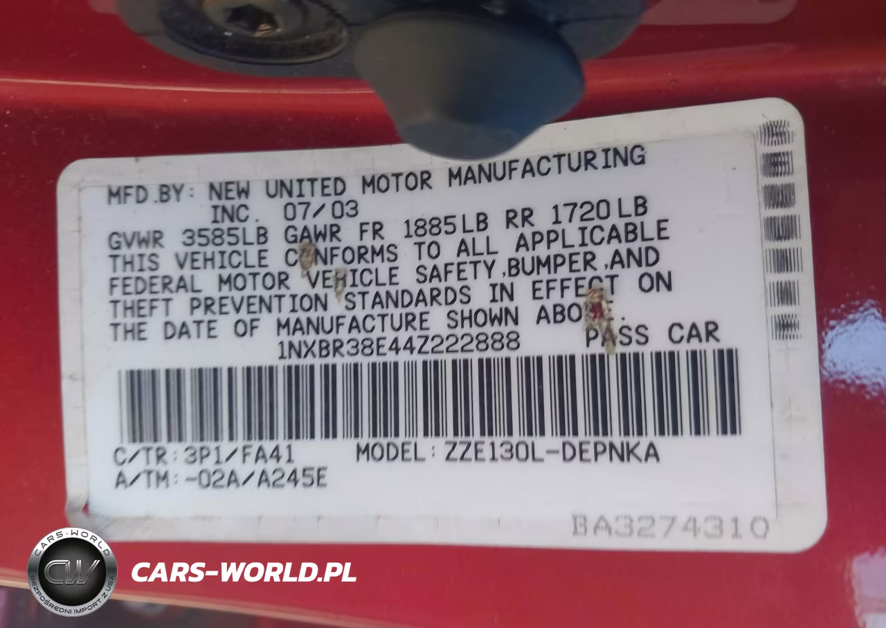 2004 Toyota Corolla Le VIN:1NXBR38E44Z222888 - 9