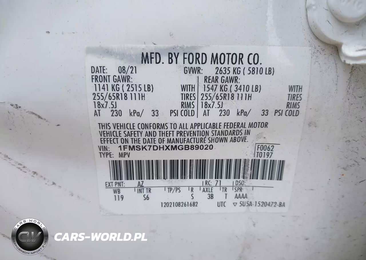 2021 Ford Explorer Xlt VIN:1FMSK7DHXMGB89020 - 9