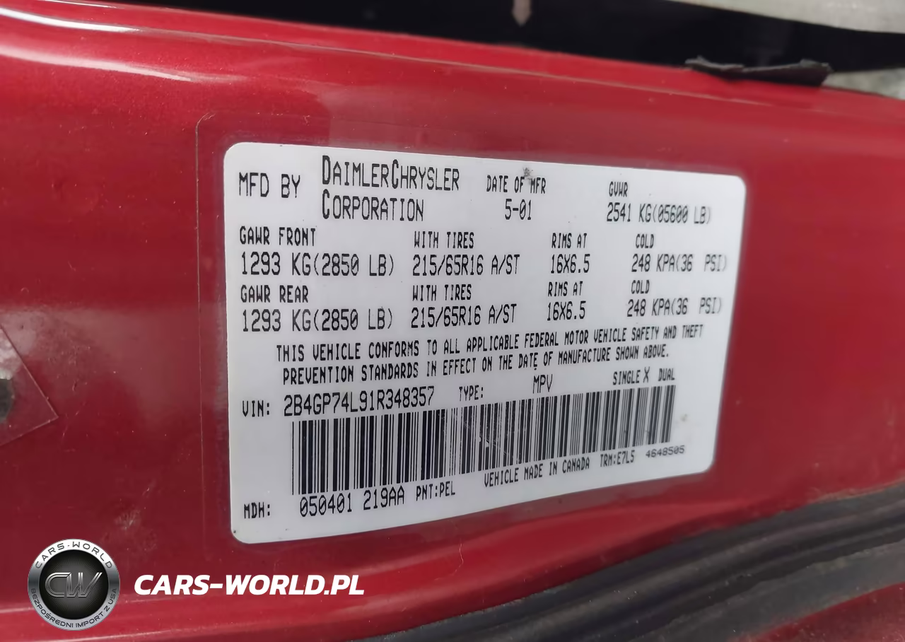 2001 Dodge Grand Caravan VIN:2B4GP74L91R348357 - 9