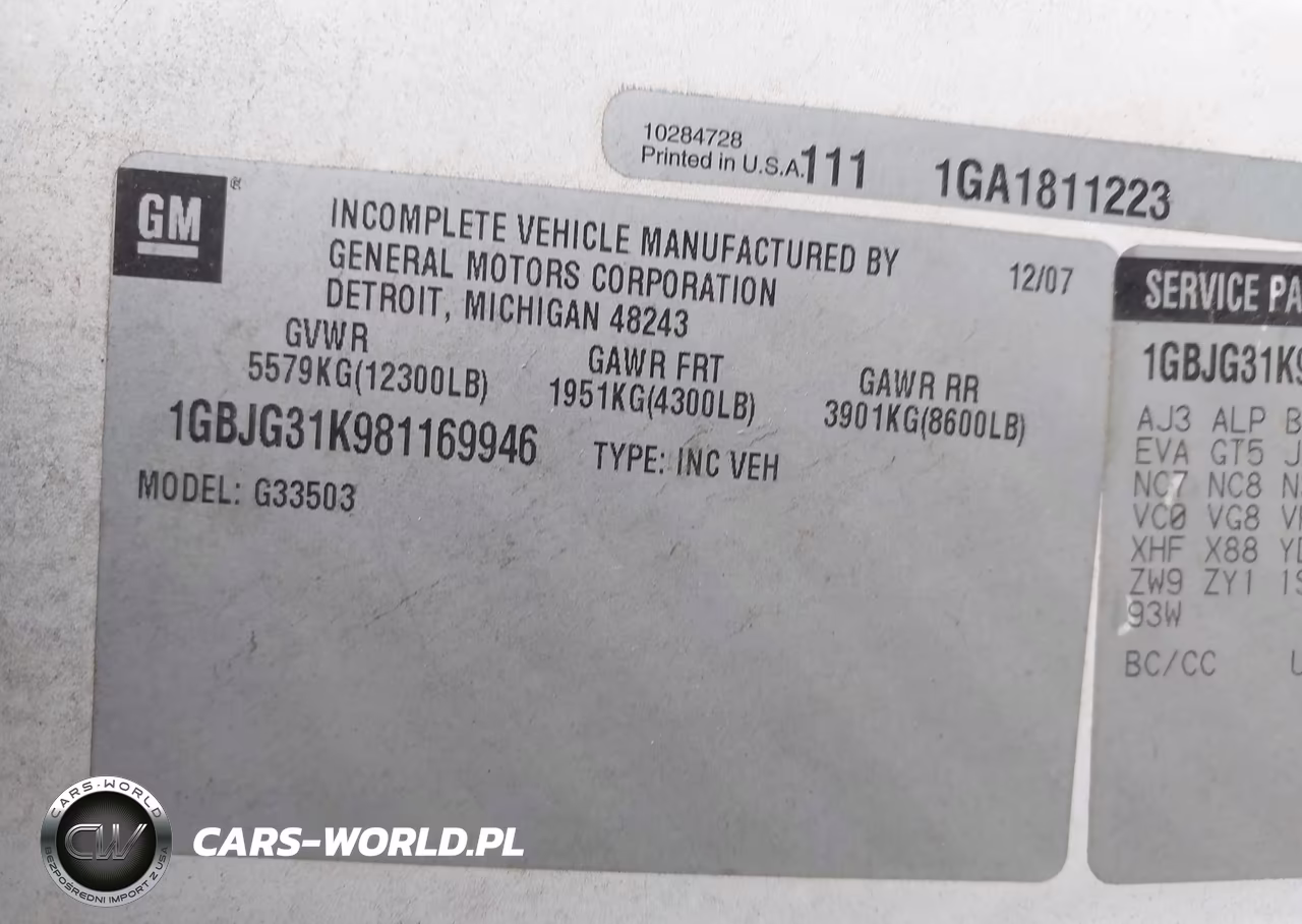 2008 Chevrolet Express Cutaway Work Van VIN:1GBJG31K981169946 - 8