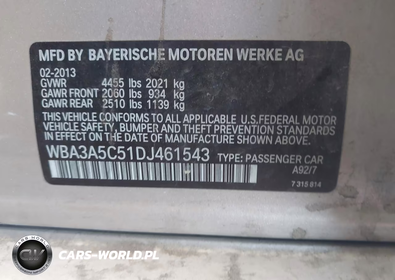 2013 BMW 328I VIN:WBA3A5C51DJ461543 - 9