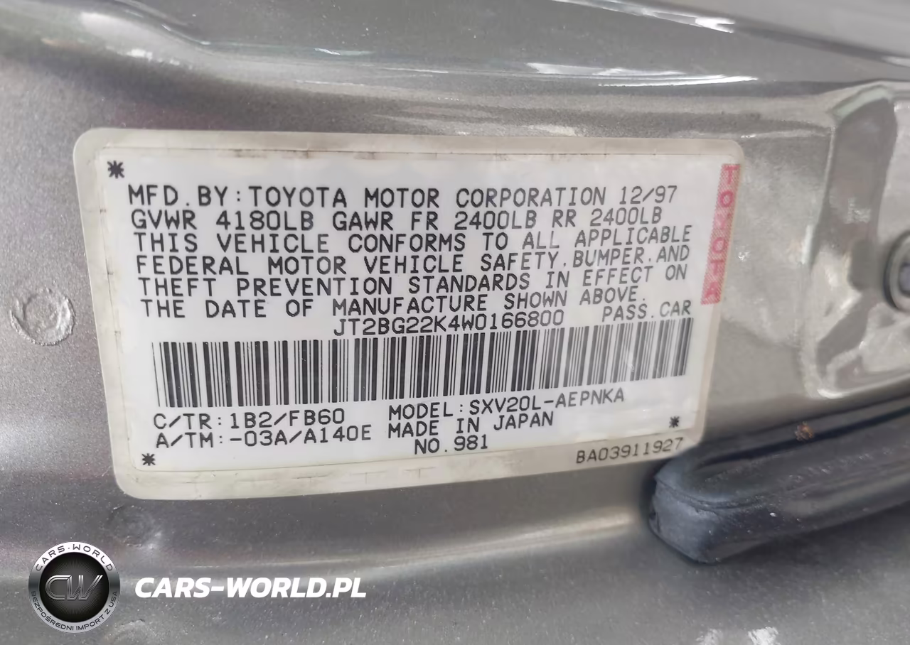 1998 Toyota Camry Le VIN:JT2BG22K4W0166800 - 9