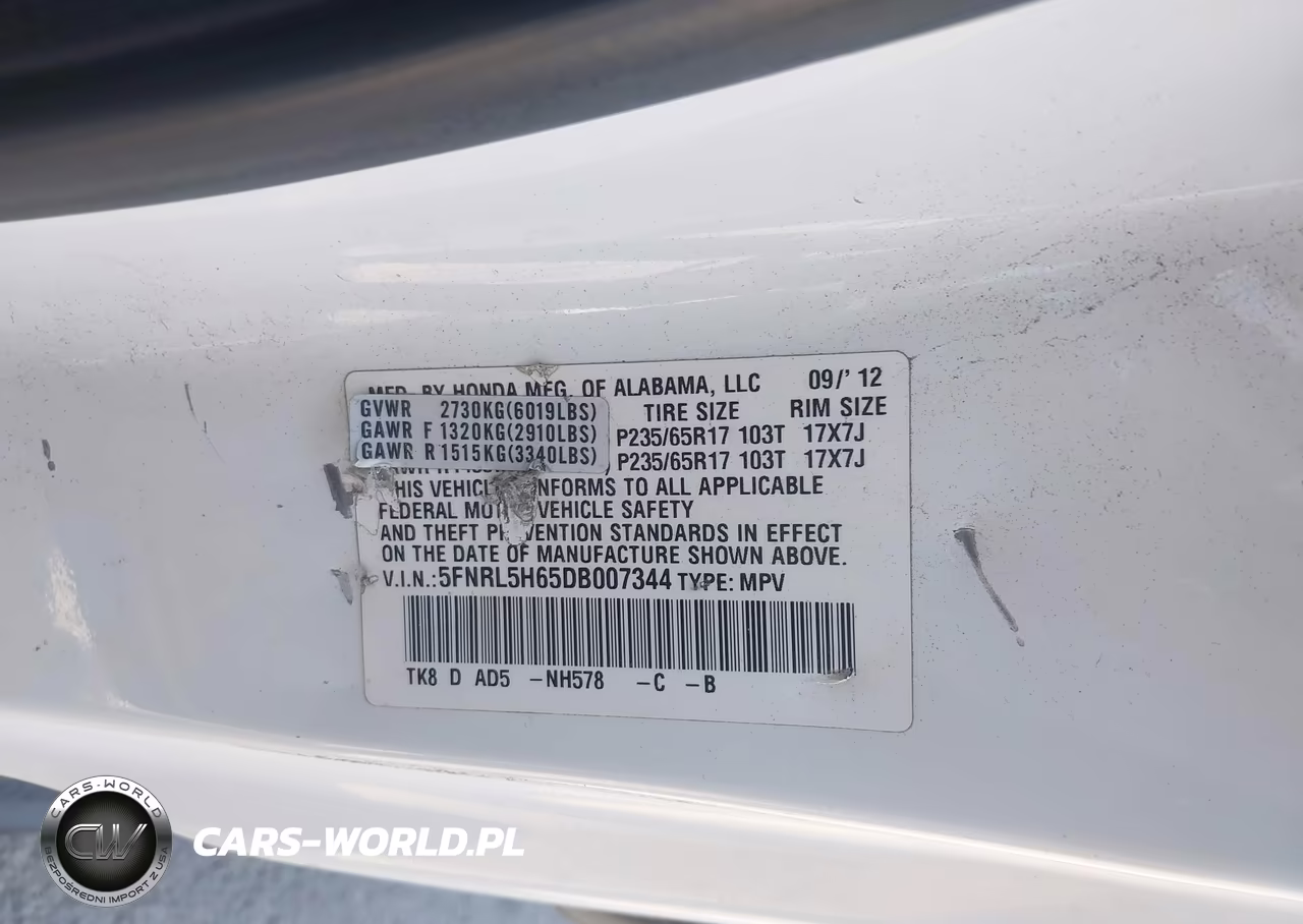 2013 Honda Odyssey Ex-L VIN:5FNRL5H65DB007344 - 9