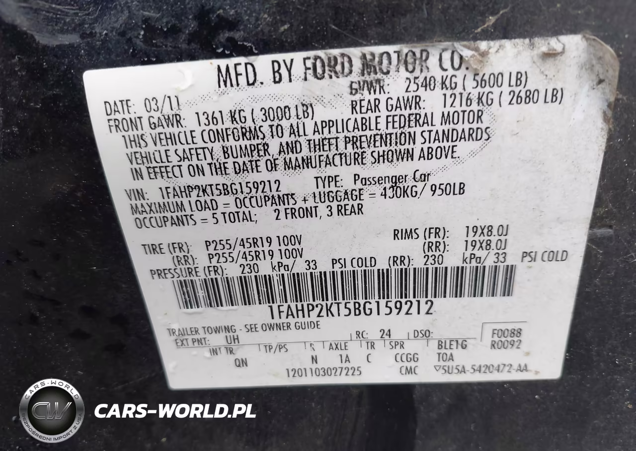 2011 Ford Taurus Sho VIN:1FAHP2KT5BG159212 - 9